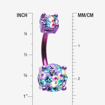 Colorline Motley Multi-Gem Sprinkle Sparkle Prong Set Belly Button Ring-Purple/Bohemian